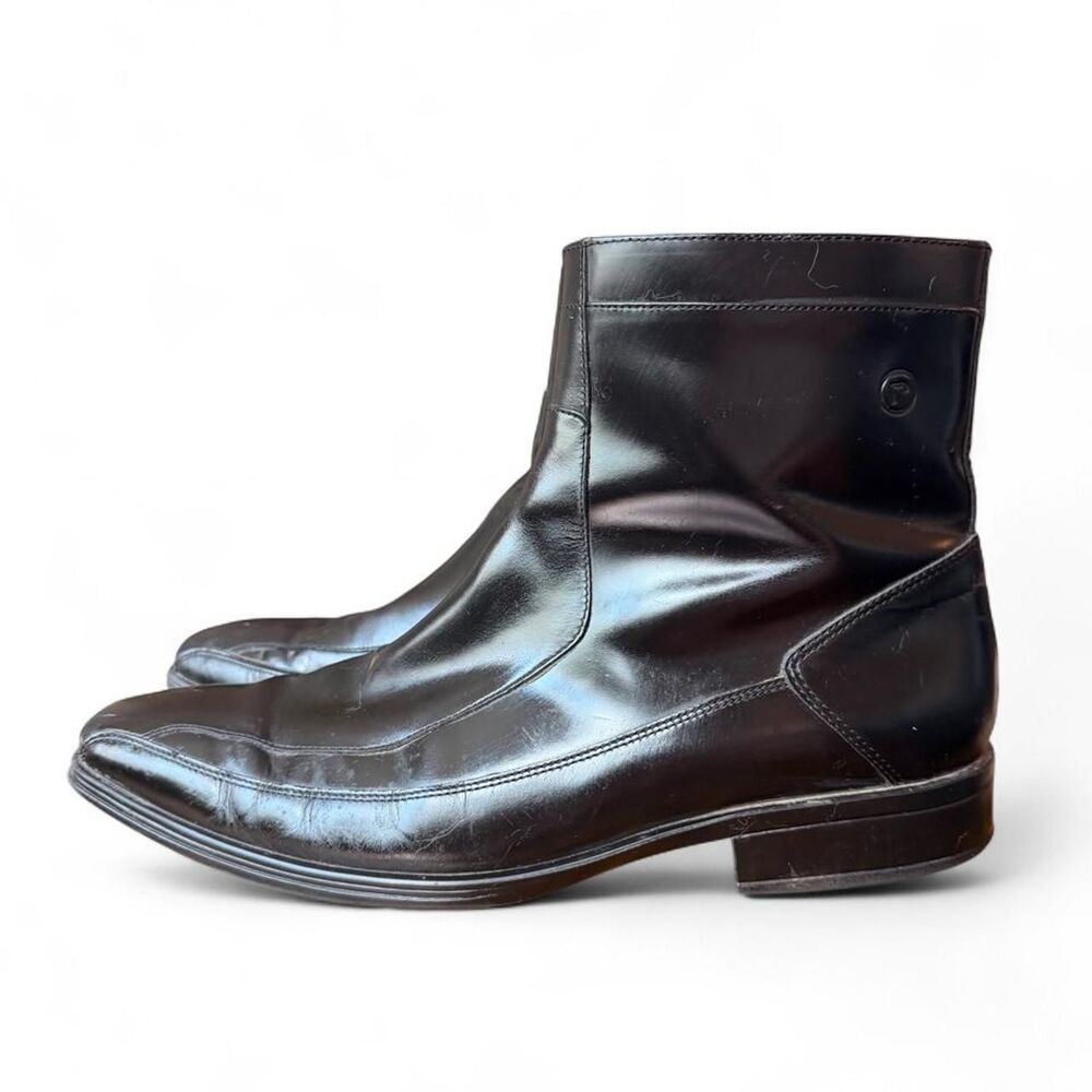 Rockport Mascagni Men’s Black Leather Side Zip Dress Boots Size 13 M Moc Toe